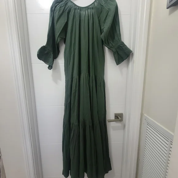 Daughters of India Sahana Gown Emerald Green Size Small Dress Handmade Cotton - Picture 7 of 10